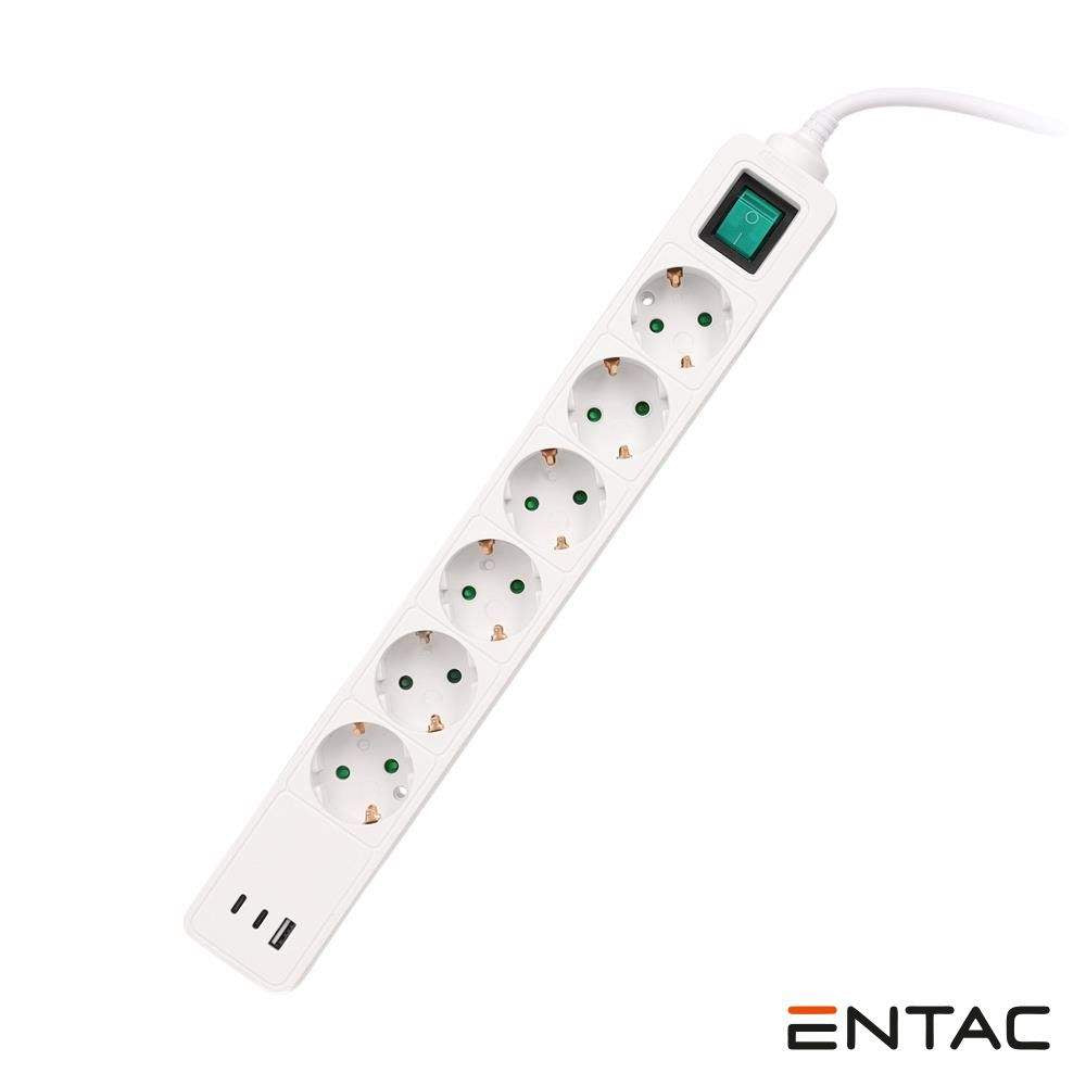 Tomada Elétrica C/6 Saídas C/Interruptor 2Xubs-C 1Xusb-A - Tauu.pt