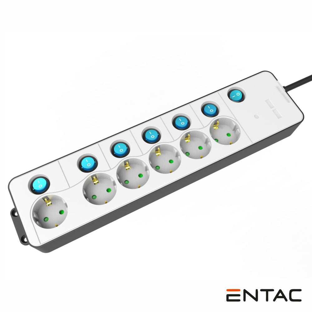 Extensão Elétrica 6X Schuko C/ Interruptores 1,5M Entac - Tauu,pt