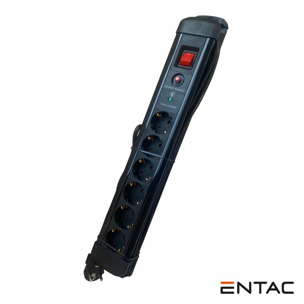 Extensão Elétrica 6X Schuko Interruptor Proteção 2M Entac - Tauu.pt