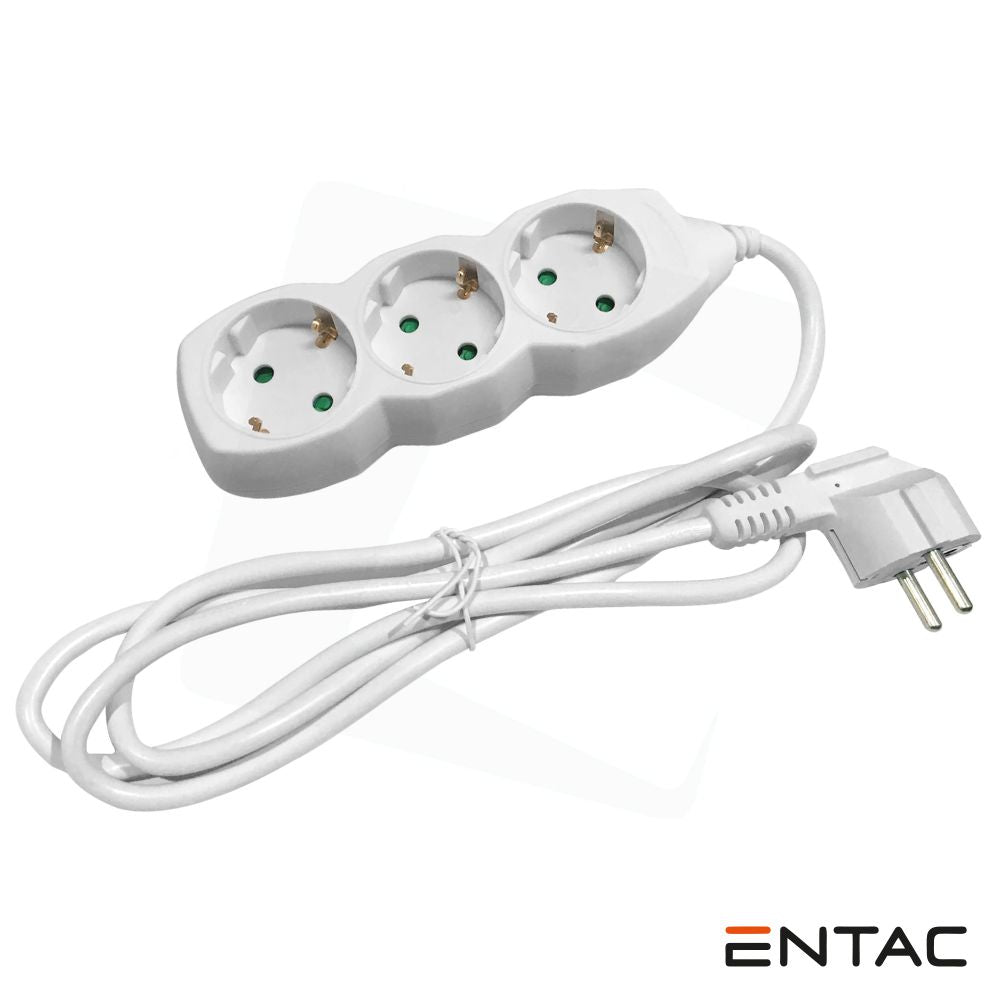 Tomada Elétrica C/ 3 Saídas 1.5M Entac - Tauu.pt