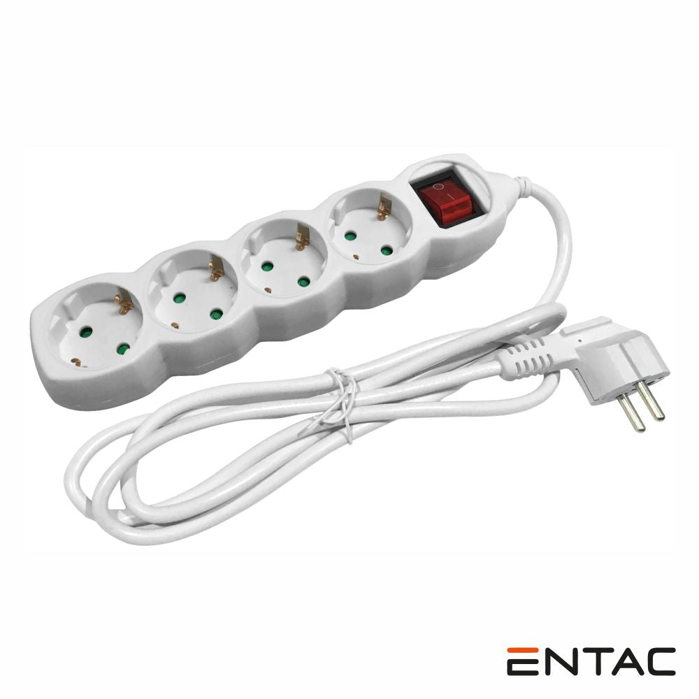 Tomada Elétrica C/ 4 Saídas Interruptor 1.5M Entac - Tauu.pt