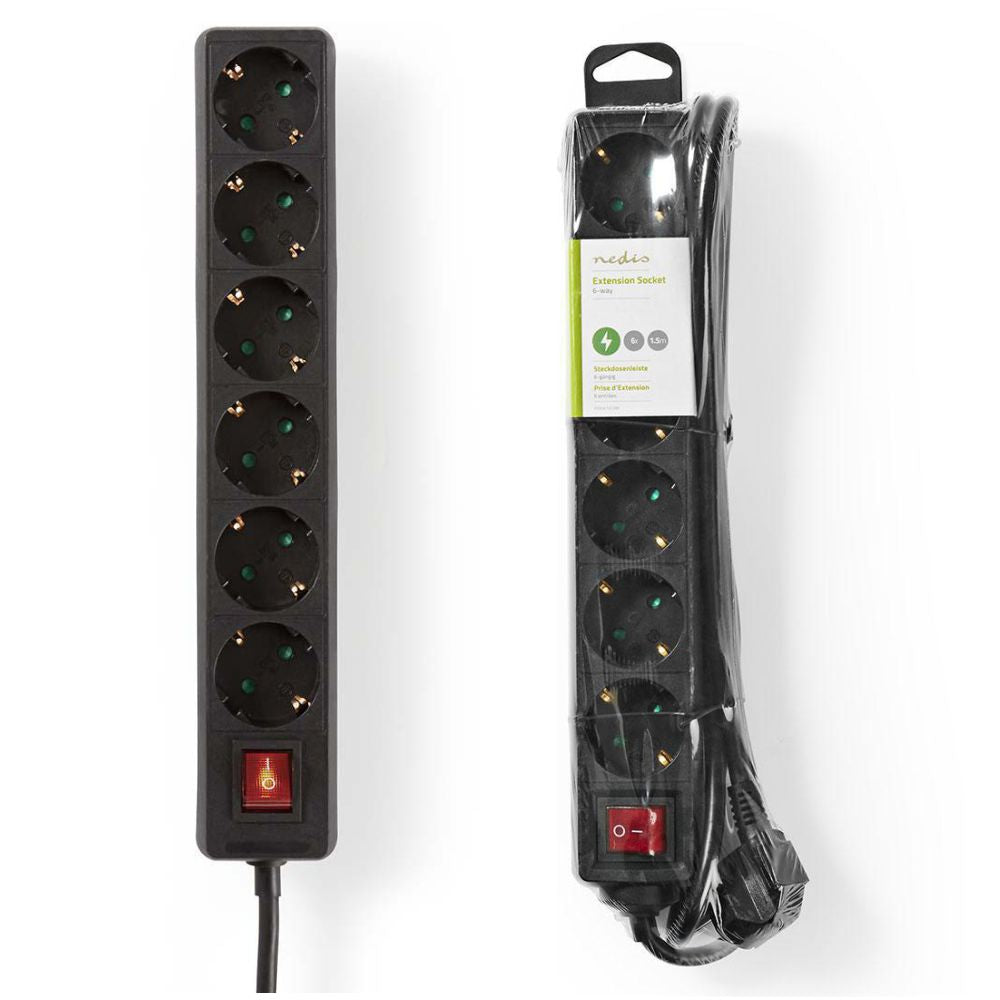 Extensão Elétrica 5X Schuko C/ Interruptor 3M Orno - Tauu,pt