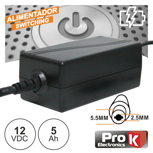 Alimentador Switching 12V 5A Prok - Tauu.pt