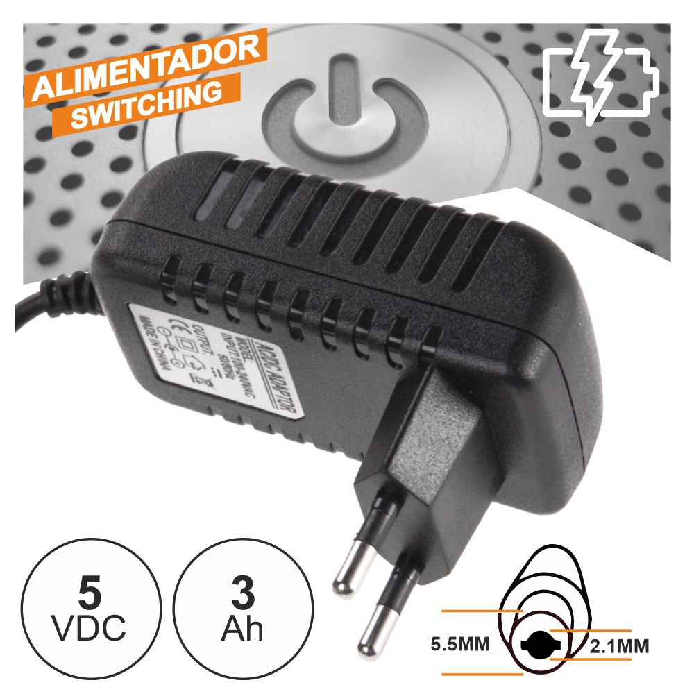 Alimentador Switching C/ Ficha Dc 5V 3A - Tauu,pt