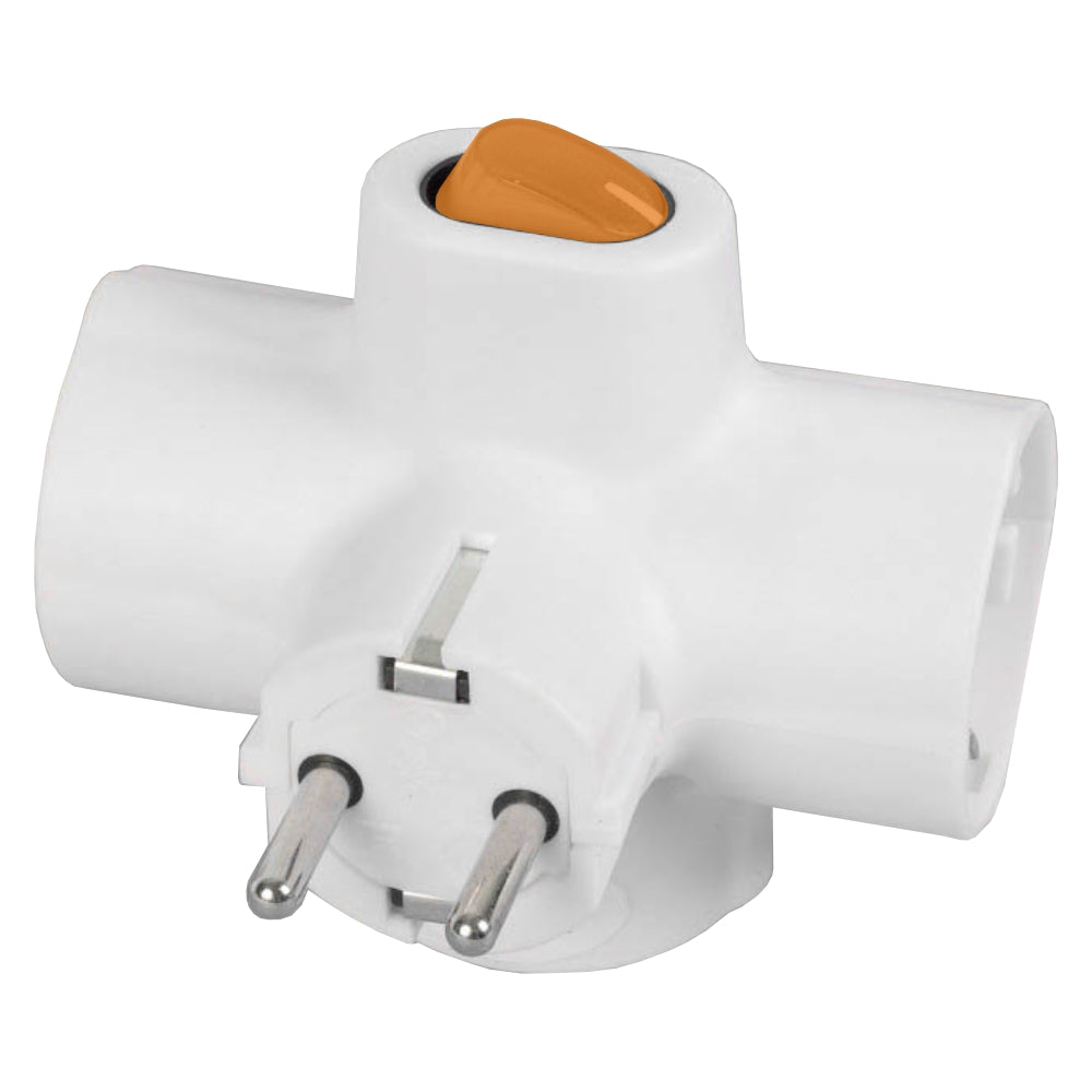 Ficha Elétrica Tripla 3 Schuko Interruptor - Tauu.pt