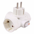 Ficha Elétrica Adaptadora 3X Schuko C/ Interruptor - Tauu.pt