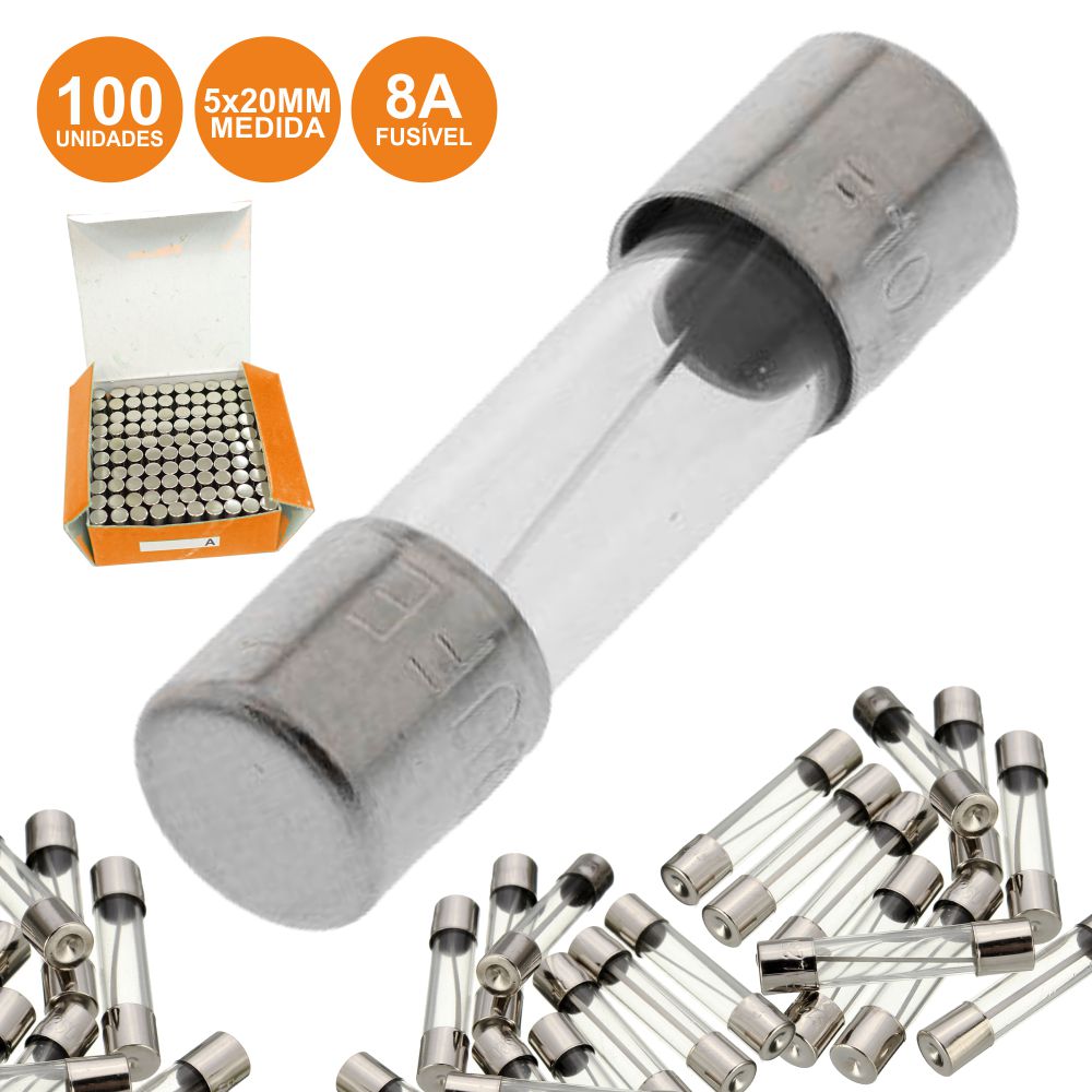Fusível 5X20 Fusão Rápida 8A (100X) - Tauu.pt