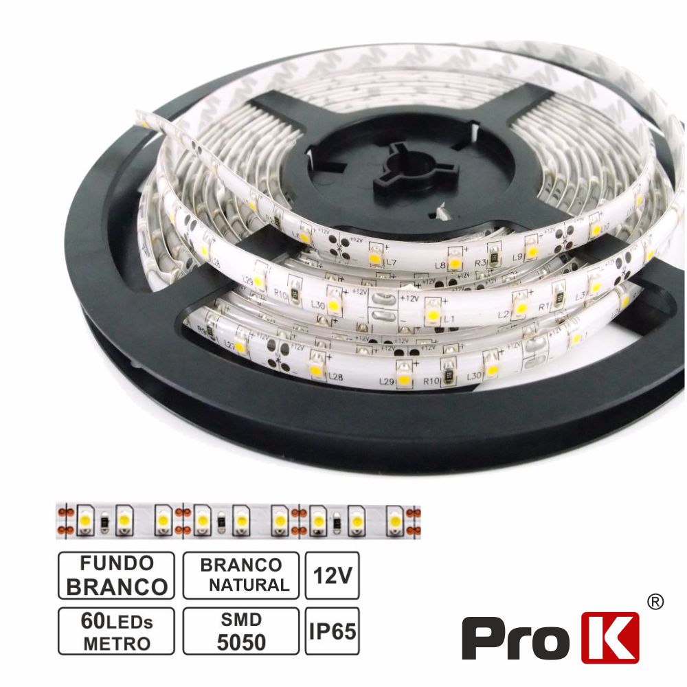 Fita 300 Leds 5050 Impermeável 4000K 12V 5M Prok - Tauu,pt