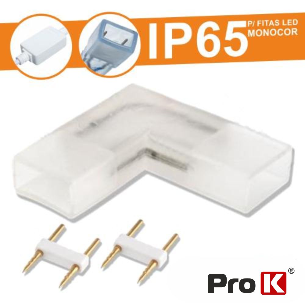 União Borracha P/ Fita Leds 2P Monocor Ip65 90º Prok - Tauu,pt