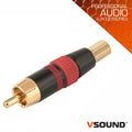 Ficha Rca Macho Vermelho Metálica / Dourada Vsound - Tauu.pt
