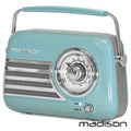 Rádio Fm/Aux/Bt/Usb Extra Bass Vintage 30W Verde Madison - Tauu.pt