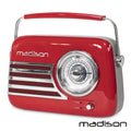 Rádio Fm/Aux/Bt/Usb Extra Bass Vintage 30W Vermelho Madison - Tauu.pt