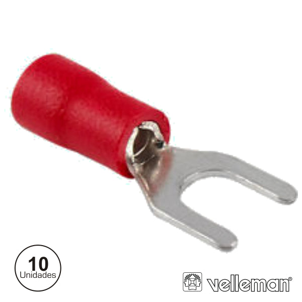 Terminal Forquilha Isolado 4.3Mm 10X Vermelho Blister - Tauu.pt