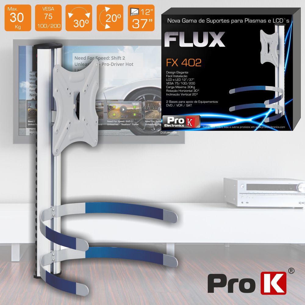 Suporte Lcd/Plasma 12/37" Parede C/2 Fixadores 25Kg Prok - Tauu,pt