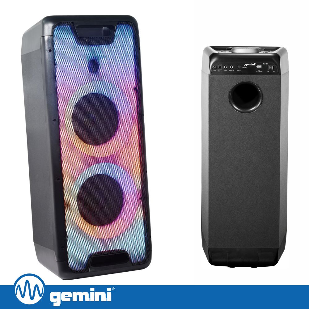 Coluna Amplificada 2X8" 1000W Rgb Usb/Fm/Aux/Bt/Tws Gemini - Tauu,pt
