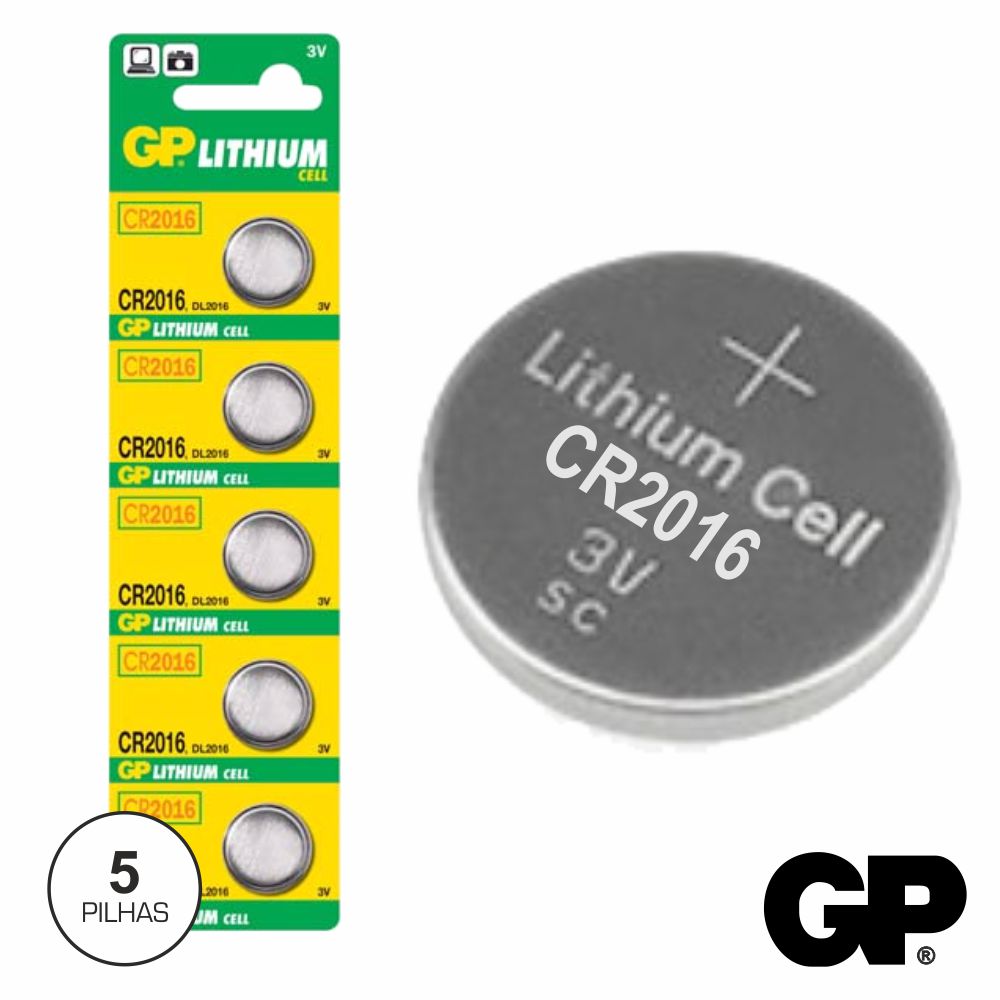 Pilha Lithium Botão Cr2016 3V 90Ma 5X Blister Gp - Tauu.pt