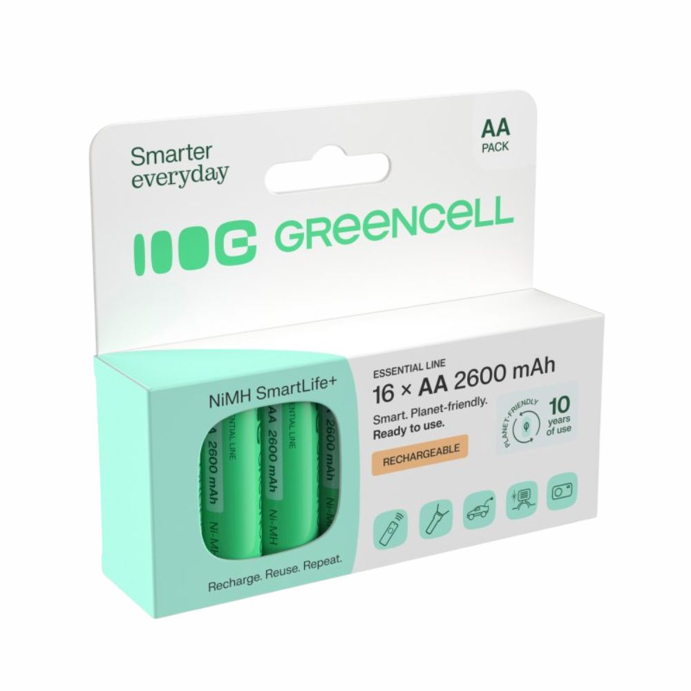 Pilha Recarregável Aa 1,2V 2600Mah 16X Blister Green Cell - Tauu,pt