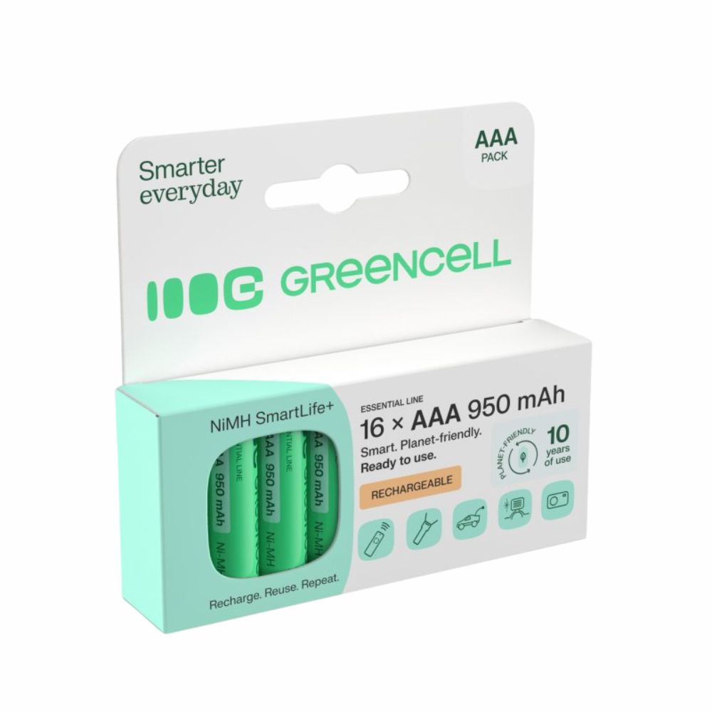 Pilha Recarregável Aaa 1.2V 950Mah 16X Blister Green Cell - Tauu.pt