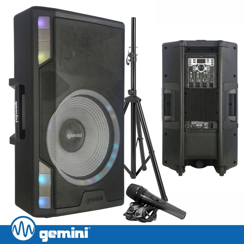 Coluna Amplificada 15" 2200W Usb/Sd/Aux/Bt/Tws Gemini - Tauu.pt