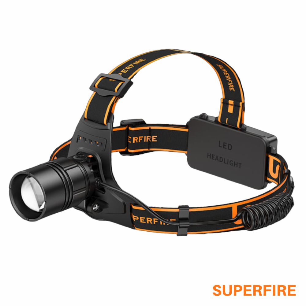 Lanterna De Cabeça 20W 2000Lm Ip32 Zoom Superfire - Tauu.pt