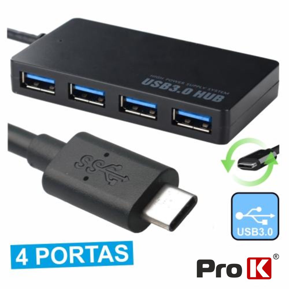 Hub Usb-C 3.0 C/ 4 Portas Usb Prok - Tauu.pt