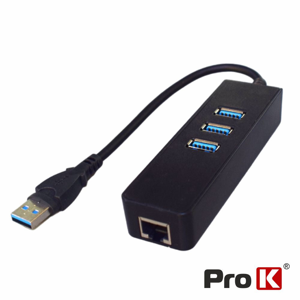 Hub Usb-A C/ 3X Usb 3.0 / 1X Rj45 1Gbps Prok - Tauu.pt