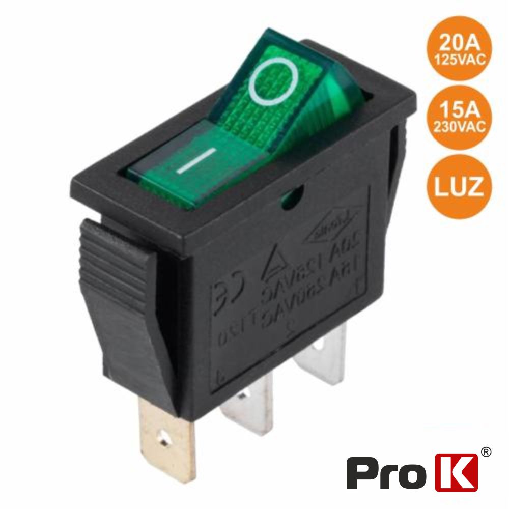 Interruptor Basculante C/ Luz 15A-250V Spst On-Off  Prok - Tauu,pt