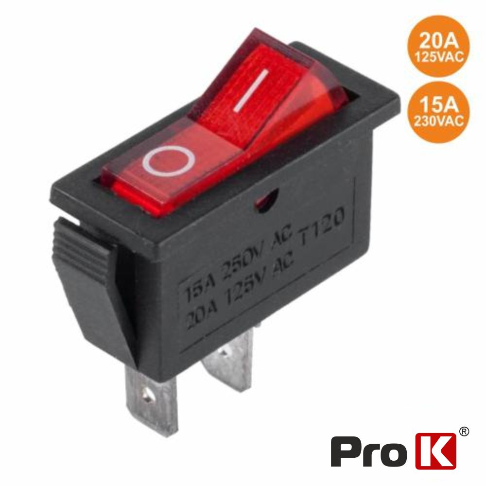 Interruptor Basculante C/ Luz 15A-250V Spst On-Off  Prok - Tauu.pt