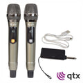 Conjunto 2X Microfones Uhf S/ Fios C/ Recetor Qtx - Tauu.pt