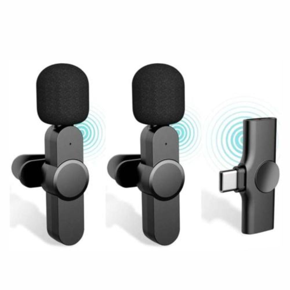 Conjunto 2 Microfones Lapela S/ Fios C/ Receptor Usb-C - Tauu.pt
