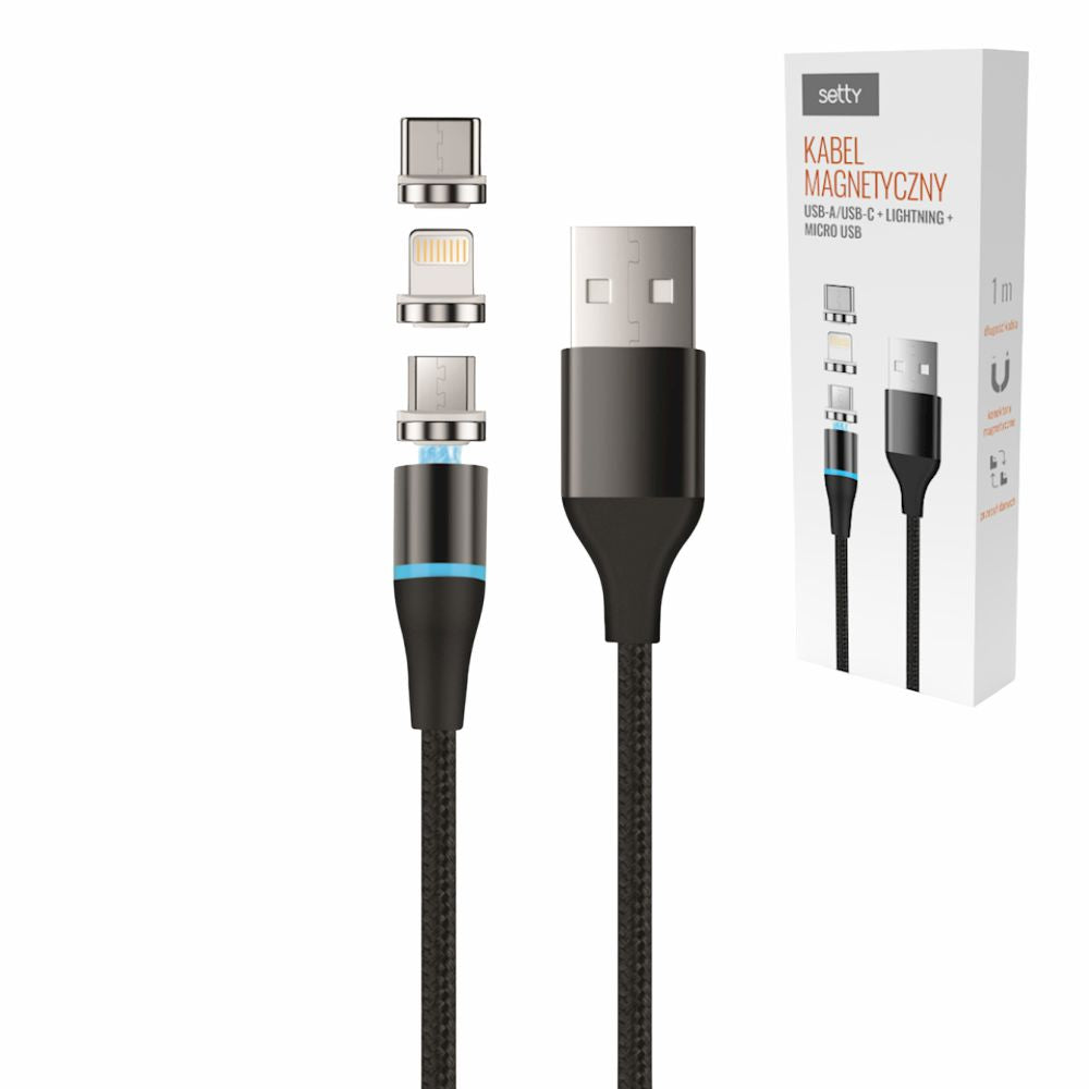 Cabo Usb-A 2.5A Macho C/ 3 Conectores Magnéticos 1M - Tauu.pt