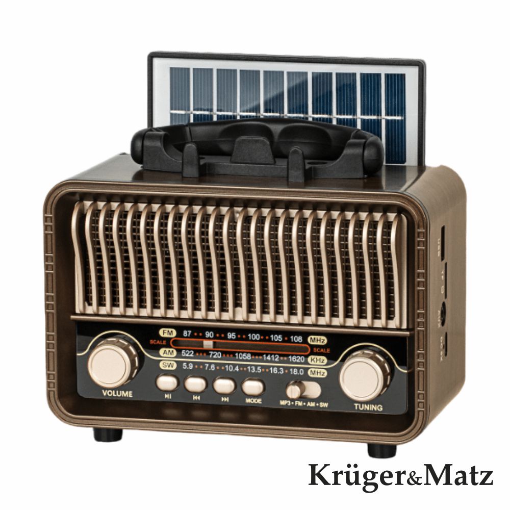 Rádio Portátil Am/Fm/Sw /Bt/Usb/Microsd C/Painel Solar - Tauu,pt