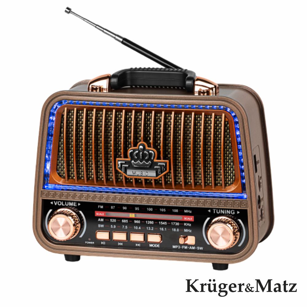 Rádio Portátil Fm/Am/Sw E Mp3 Classica Krugermatz - Tauu.pt