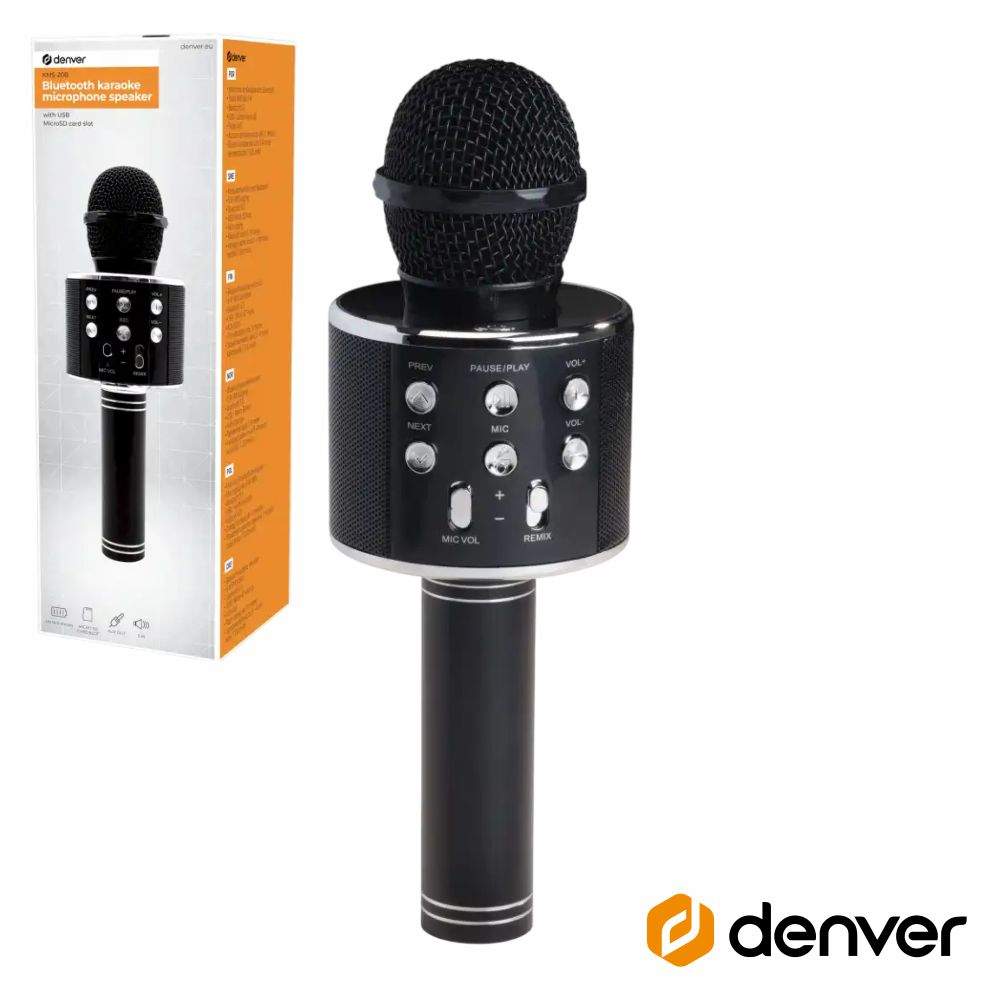 Microfone S/ Fios C/ Coluna Bluetooth Dourado Denver - Tauu,pt