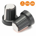 Botão P/ Potenciometro Preto C/ Linha Branca 15X17Mm - Tauu,pt