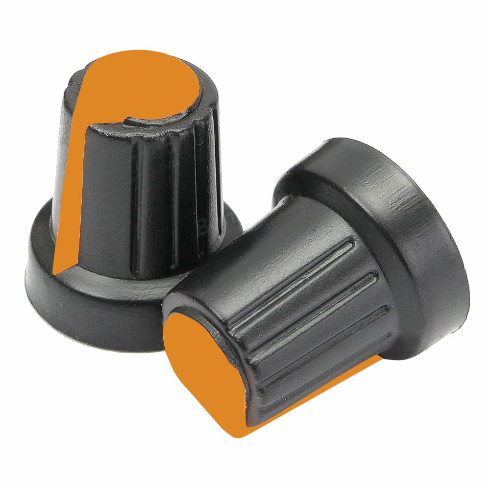 Botão P/ Potenciometro Preto C/ Linha Laranja 15X17Mm - Tauu,pt