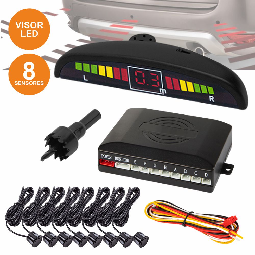 Kit De Estacionamento C/ 8 Sensores Pretos 22Mm E Visor - Tauu.pt