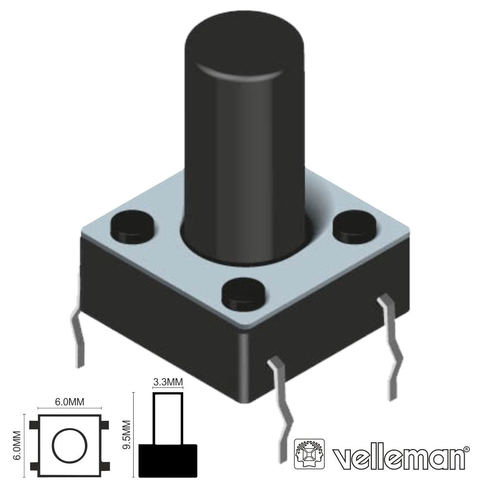 Comutador Micro Switch 6X6Mm Altura 9.5Mm Velleman - Tauu.pt