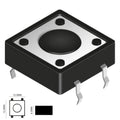 Interruptor Micro Switch 12X12Mm Altura 6Mm - Tauu,pt