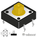 Interruptor Micro Switch 12X12Mm Altura 7.3Mm Velleman - Tauu.pt