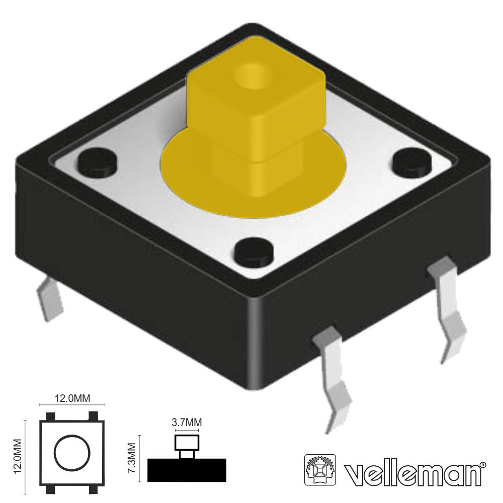 Interruptor Micro Switch 12X12Mm Altura 7.3Mm Velleman - Tauu.pt
