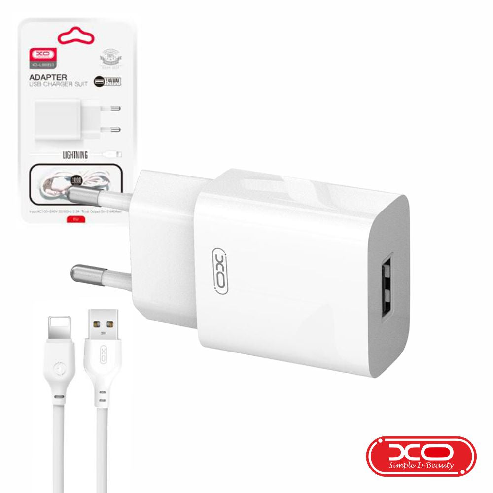 Alimentador Usb-A 2.4A Branco + Cabo Usb-A P/ Lightning Xo - Tauu.pt