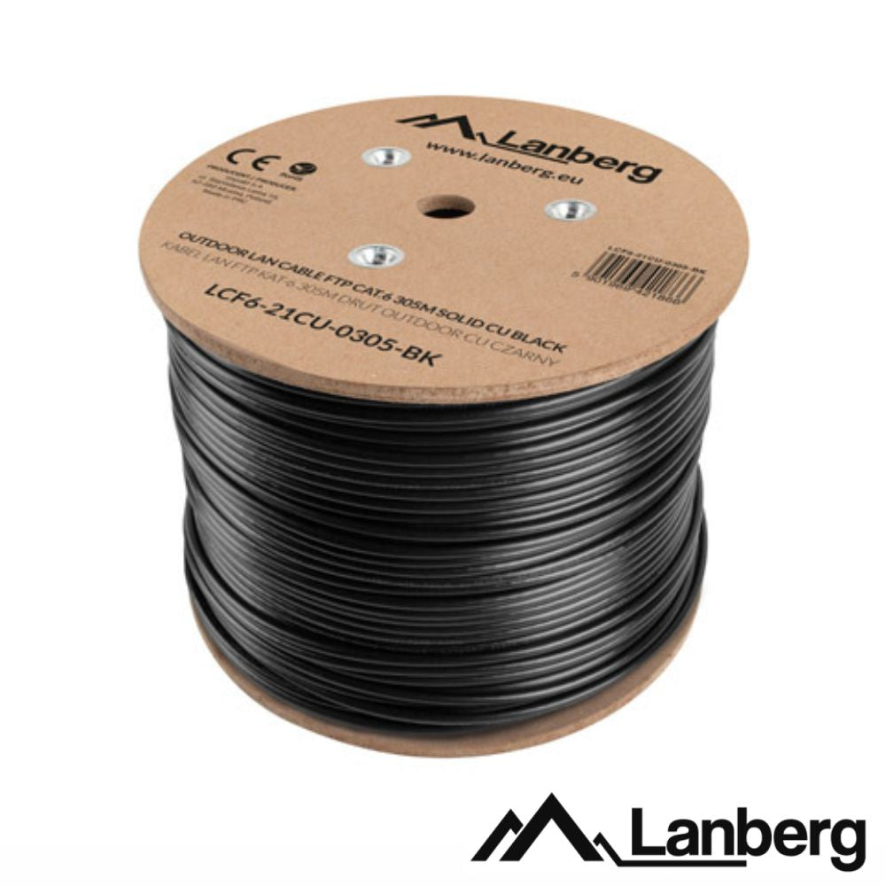 Cabo Ftp Cat6 4Xawg23 Rígido Cu 305M Preto Exterior Lanberg - Tauu,pt