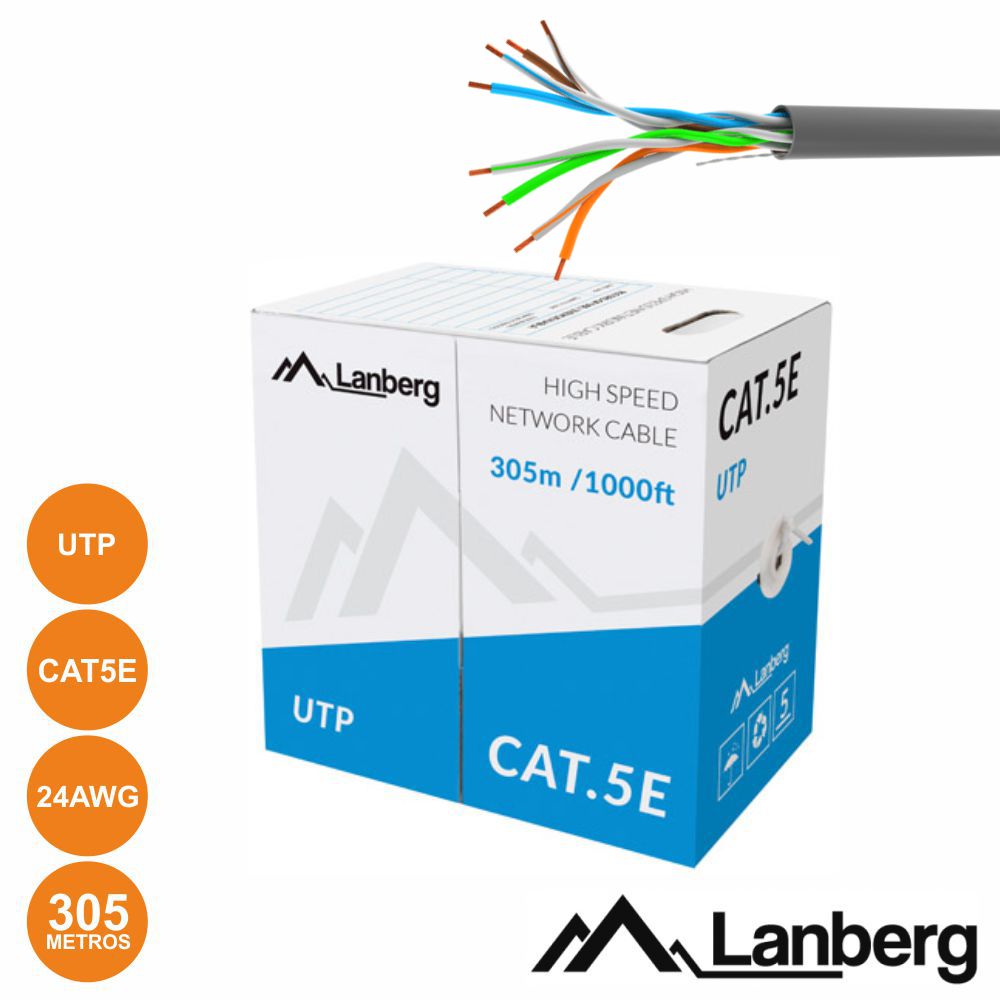 Cabo Utp Cat5E 4Xawg24 Flexivel 305M Cinzento Lanberg - Tauu,pt