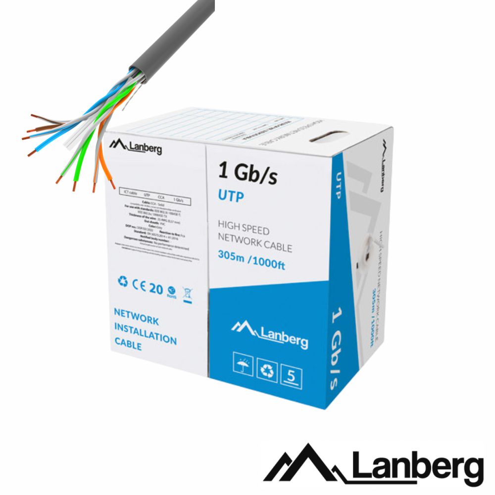 Cabo Utp Cat6 4Xawg23 305M Cinzento Lanberg - Tauu.pt