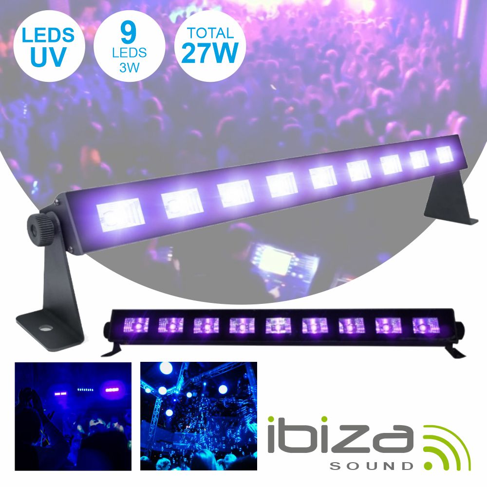Barra Leds Uv C/ 9 Leds Uv 3W E Suporte Ibiza - Tauu,pt