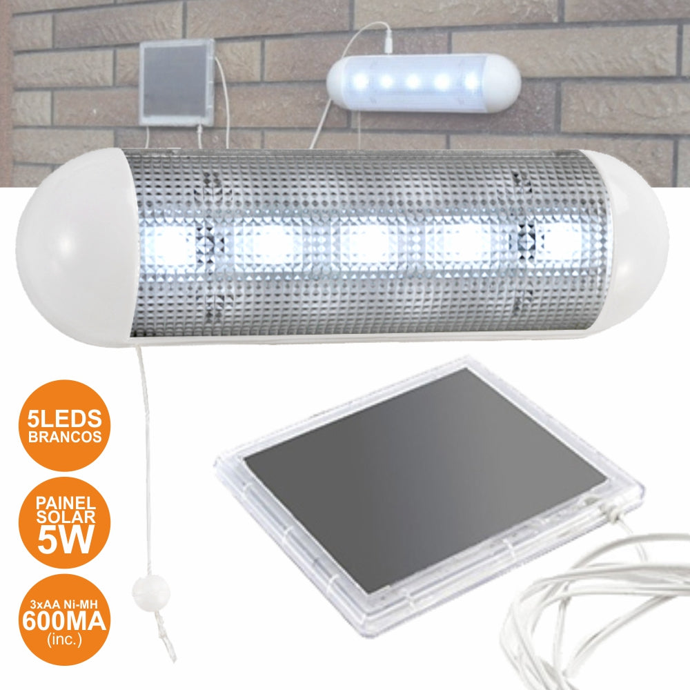 Lanterna 5 Leds Com Painel Solar E Bateria - Tauu.pt