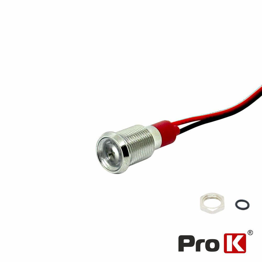 Luz Piloto Redondo De Metal 8Mm 12-24V Branco Prok - Tauu,pt