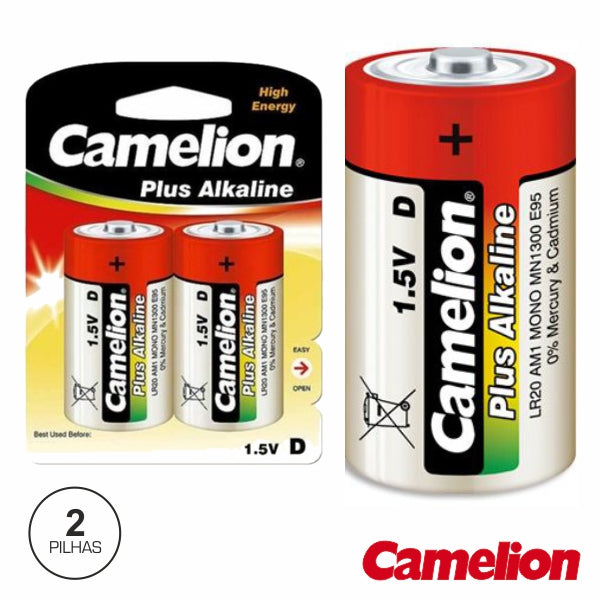 Pilha Alcalina Lr20/D 1.5V 2X Blister Camelion - Tauu.pt