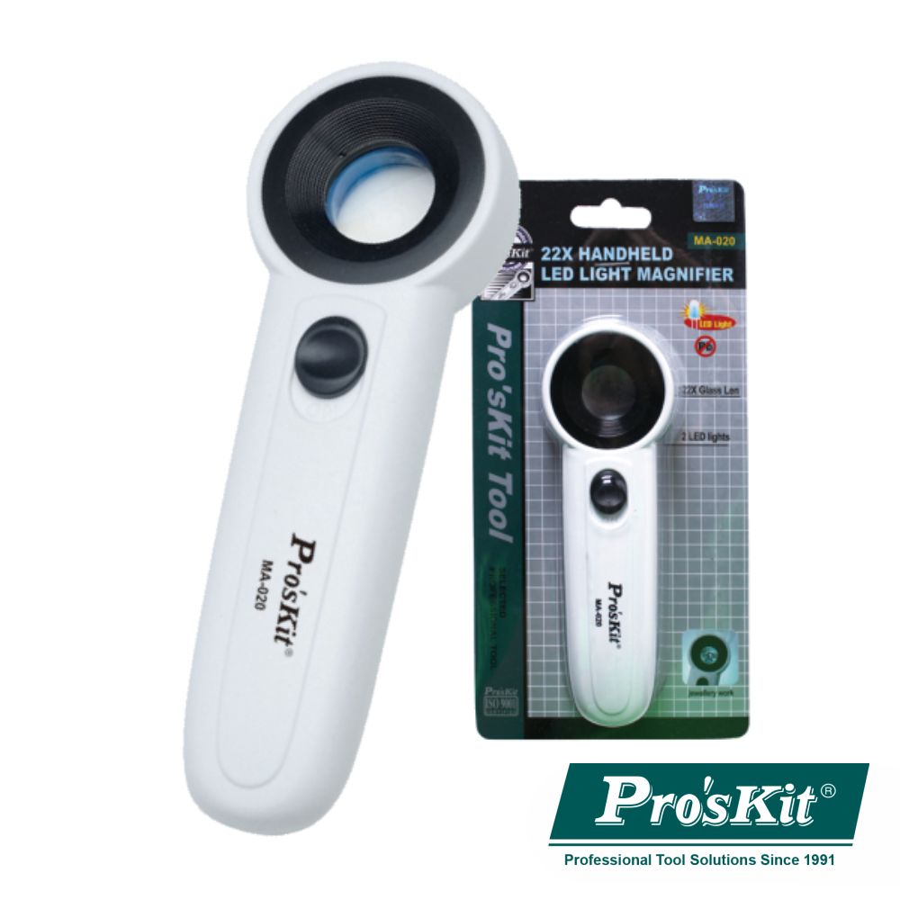 Lupa C/ Iluminação 2 Leds 22X Proskit - Tauu,pt